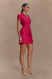 Tarryn Collared Cotton Mini Dress Dragonfruit