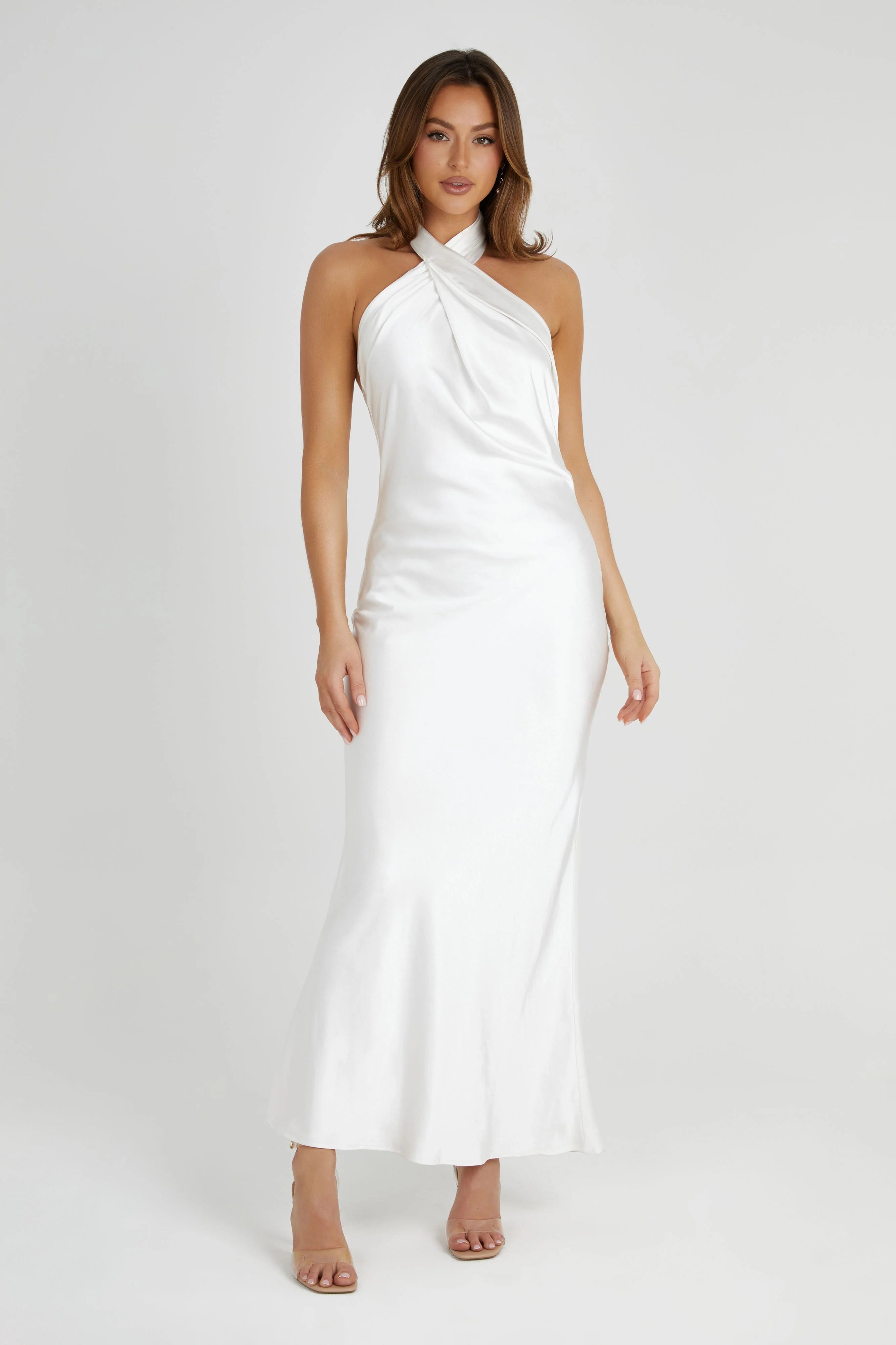 Laura Halter Satin Gown White