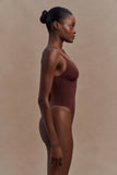 Alyssa Backless Shapewear Bodysuit Espresso