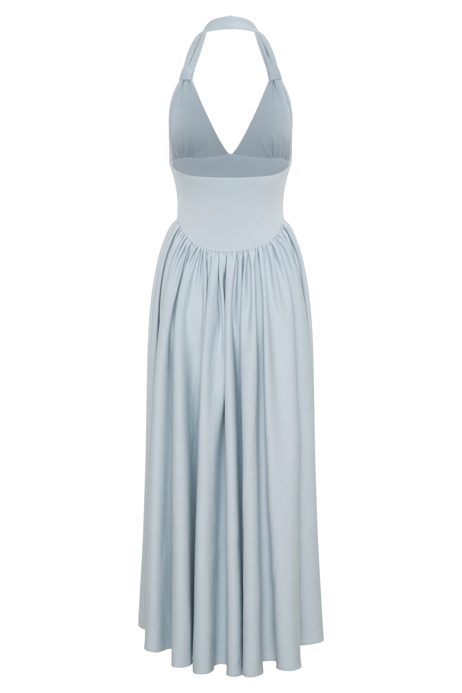 Angelina Scuba Halter Midi Dress Pale Blue