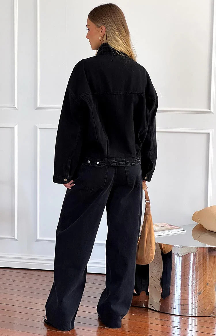 Shes Yours Black Wide Leg Boyfriend Jeans