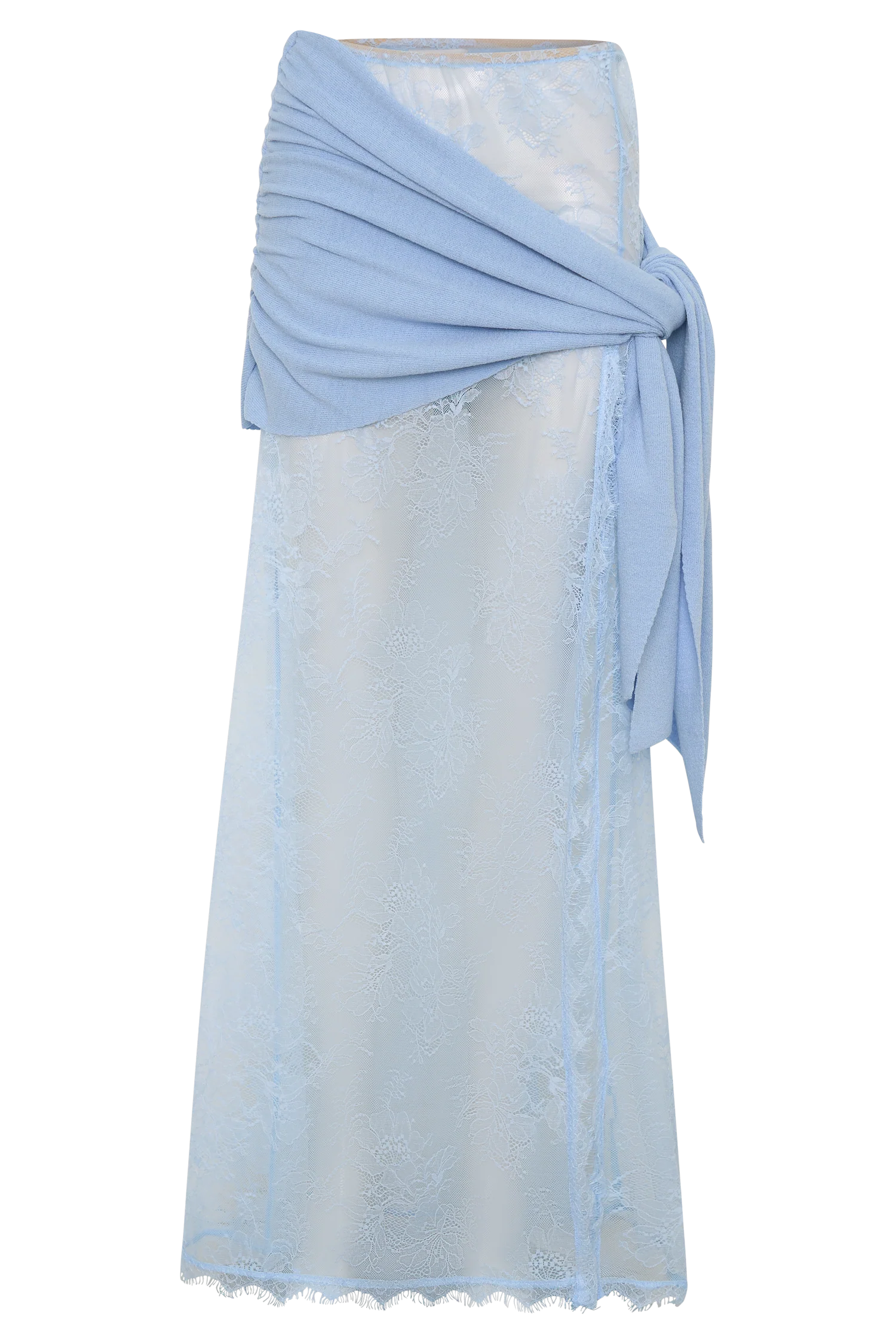 Lucy Lace And Knit Skirt Cornflower Blue
