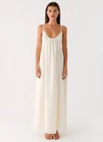 Whisperlight Chiffon Scooped Neck Maxi Dress White