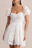 Vivi White Lace Sweetheart Neck Mini Dress