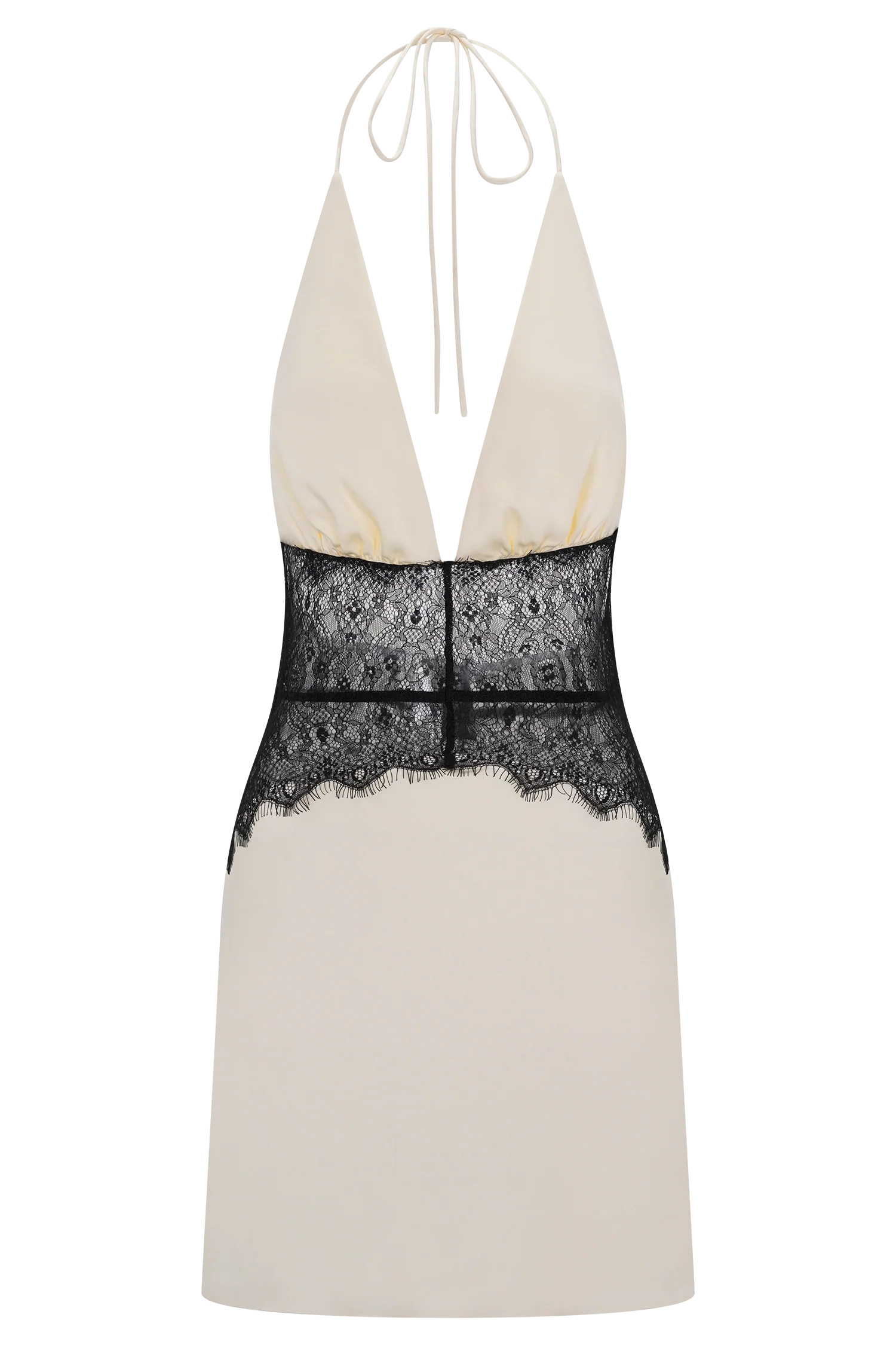 Dinah Lace And Satin Mini Dress Black Ivory