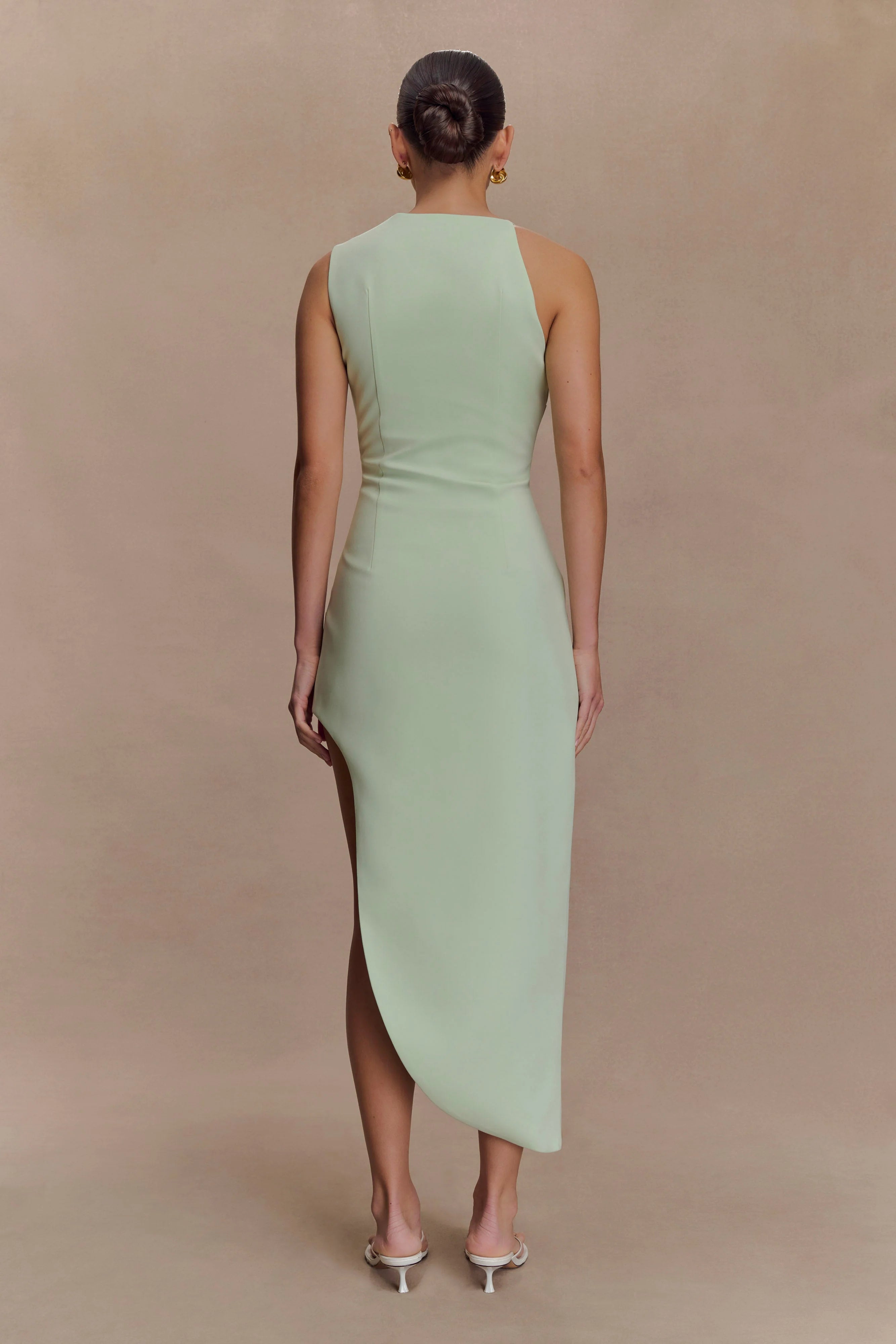 Virginia Suiting Embroidered Midi Dress Sage