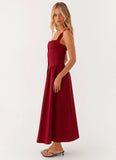 Emmalina Midi Dress Deep Red