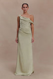 Dalia Off Shoulder Satin Maxi Dress Sage