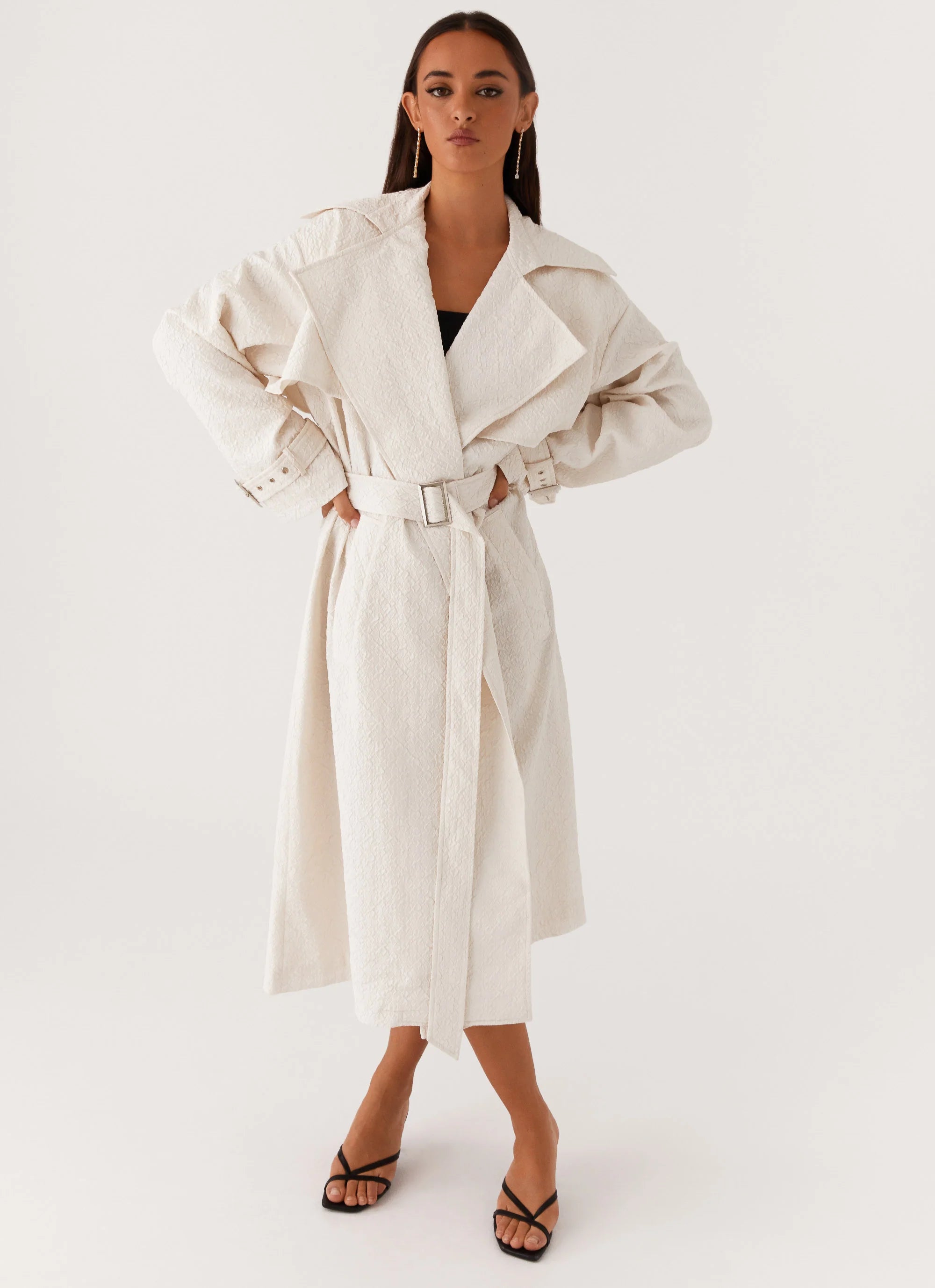Phoenix Oversized Trench Coat Ivory