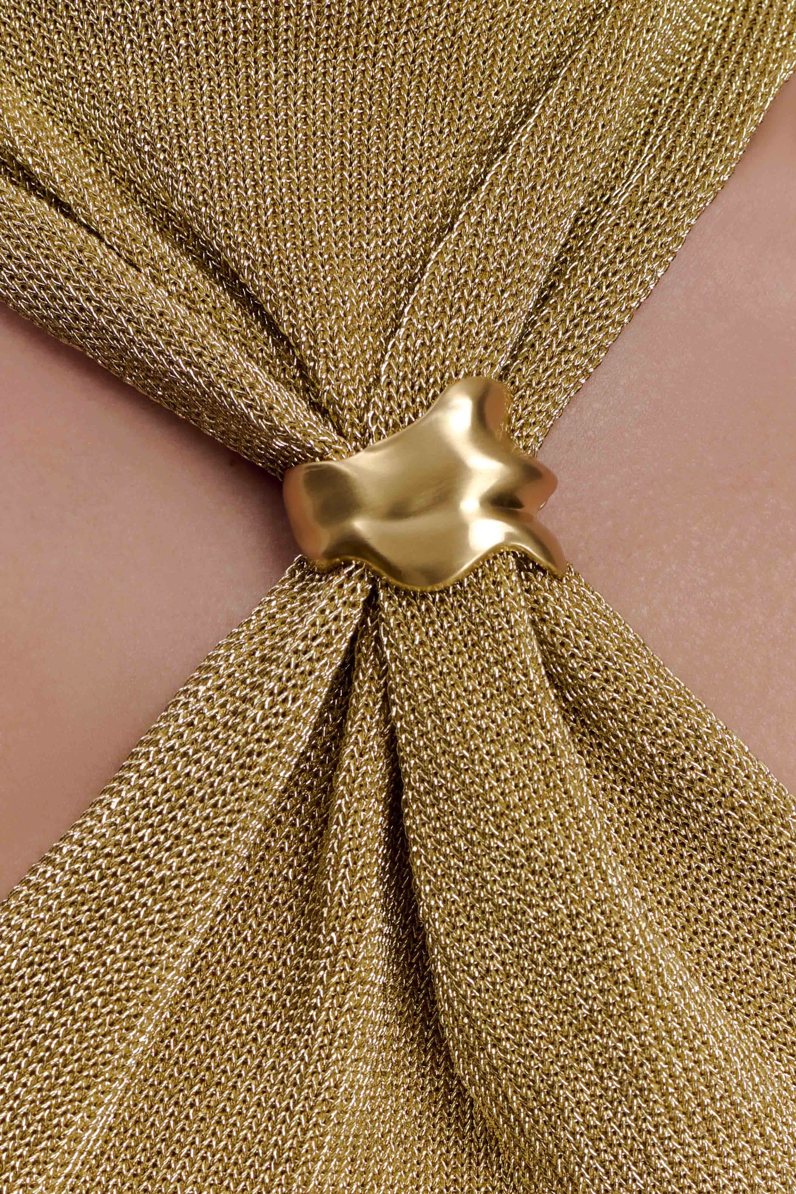 Nikki Lurex Top With Hardware Gold