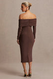 Elspeth Brown Bardot Neck Maternity Midi Dress