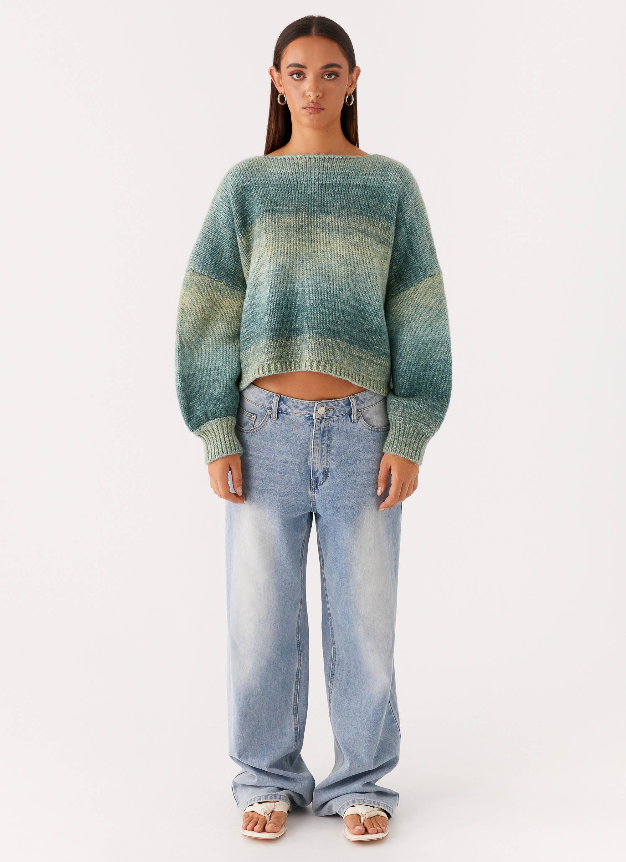 Lynne Oversized Jumper Green Ombre