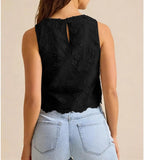 Women Eyelet Embroidered Tank Top Sleeveless Side Tie Summer Going Out Crop Top