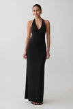 Hana Slinky Plunge Maxi Dress Black