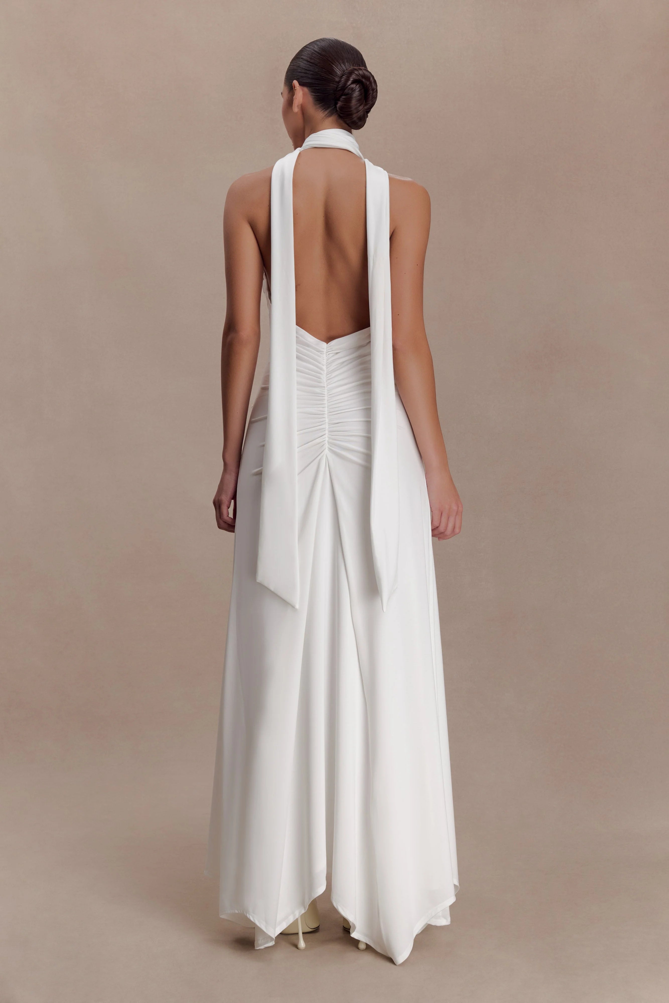 Juliet Slinky Maxi Dress With Scarf White