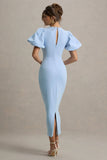 Dakota Powder Blue Puff Sleeve Midi Dress