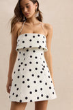 Nelly White Black Polka Dot Square Neck Mini Dress