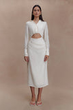 Cecilie Cut Out Shirt Midi Dress White