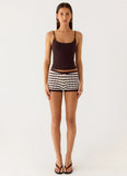 Danni Micro Shorts Chocolate Stripe