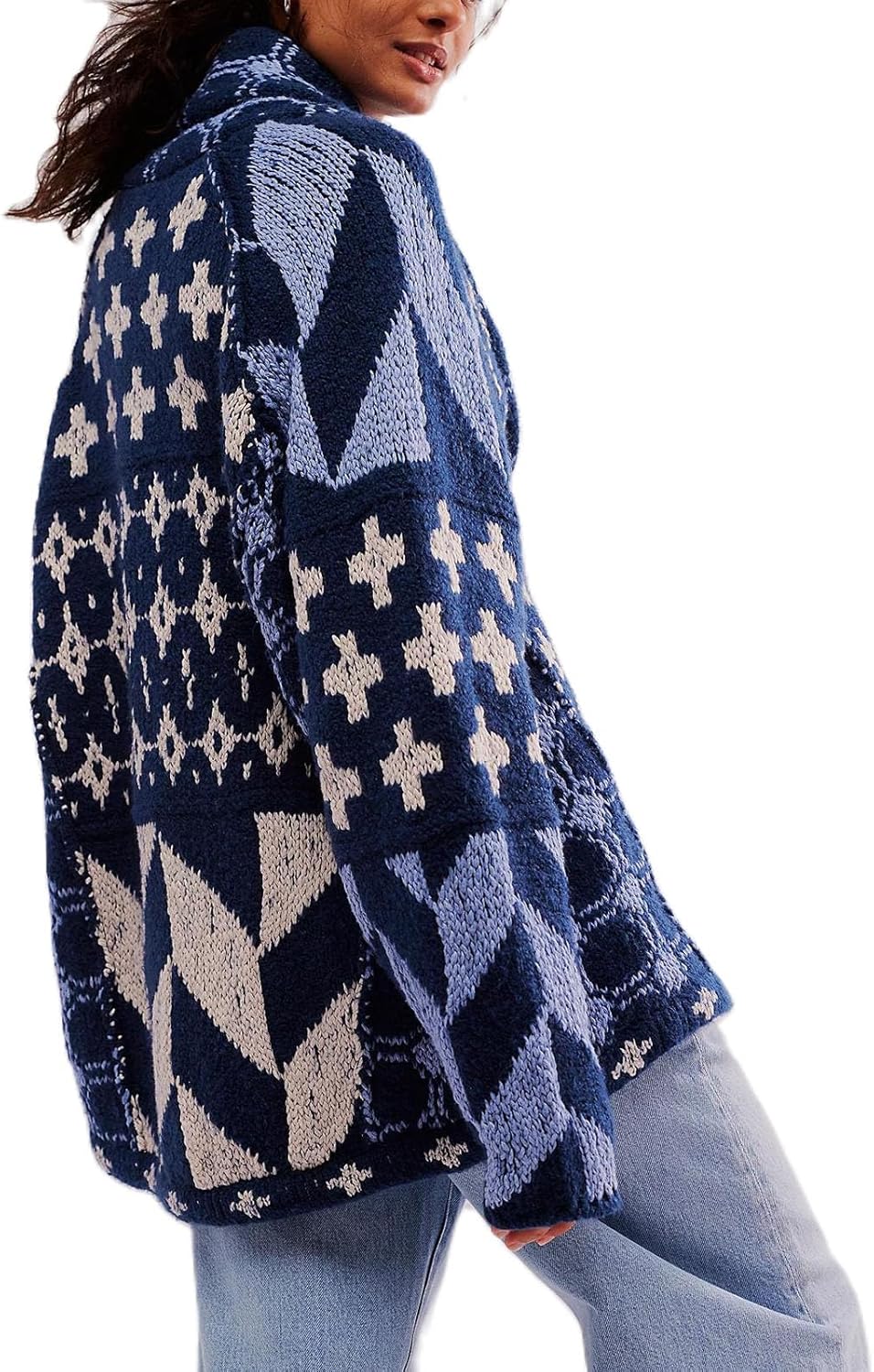 Women Cardigan Sweater Shawl Collar Button Down Oversized Sweaters Boho Fall Coat