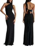 Women Sexy Backless Dress Halter Cut Out Bodycon Maxi Dresses Wedding Guest Beach Vacation