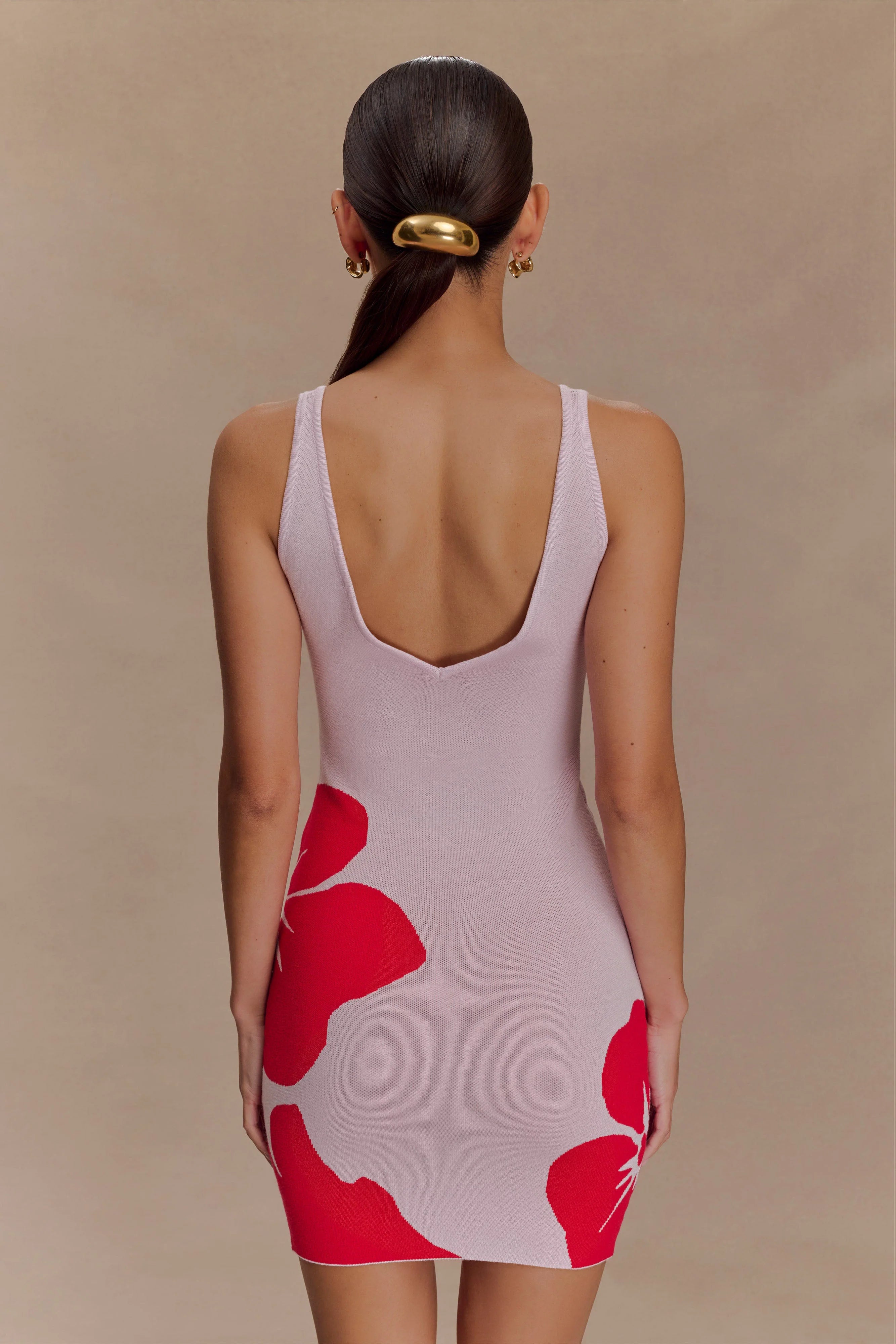 Dorothy Knit Print Mini Dress Red Deco Fleur Print