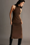 Kennedy High Neck Midi Dress Chocolate
