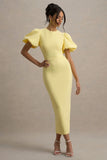 Dakota Lemon Puff Sleeve Midi Dress