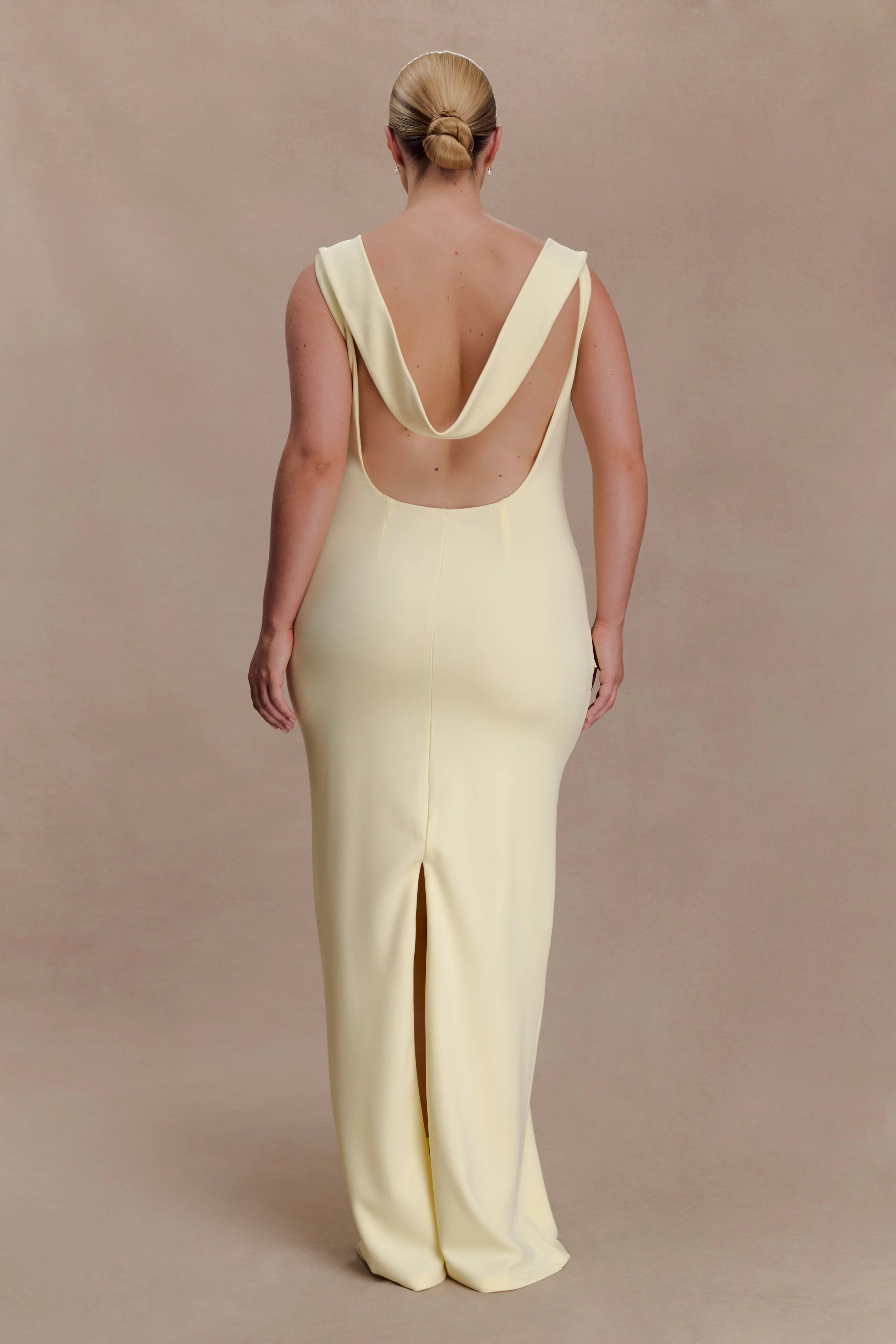 Galilea Crepe Draped Maxi Dress Lemon