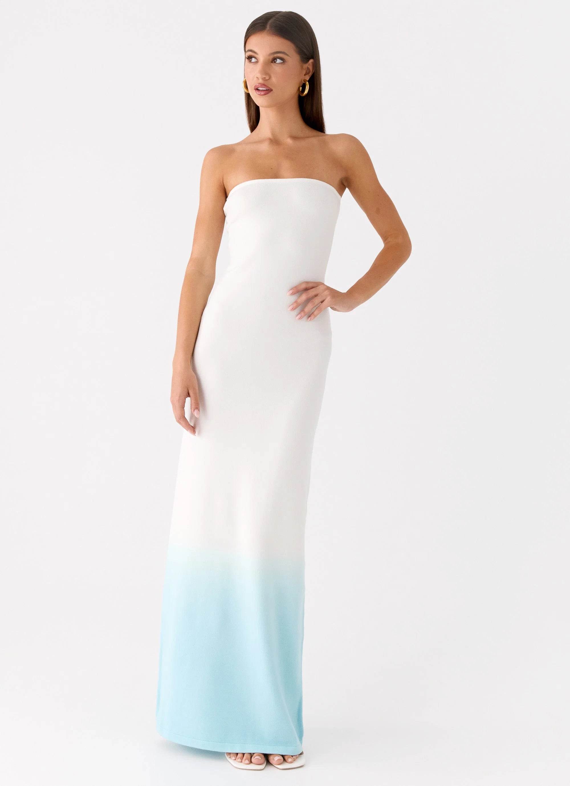 Soft Spoken Knit Maxi Dress Blue Ombre