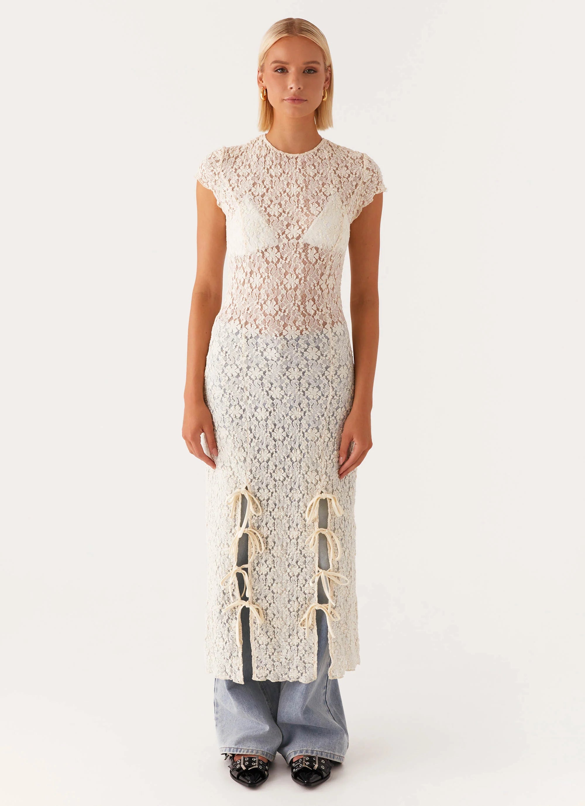 Gisele Lace Midi Dress Ivory