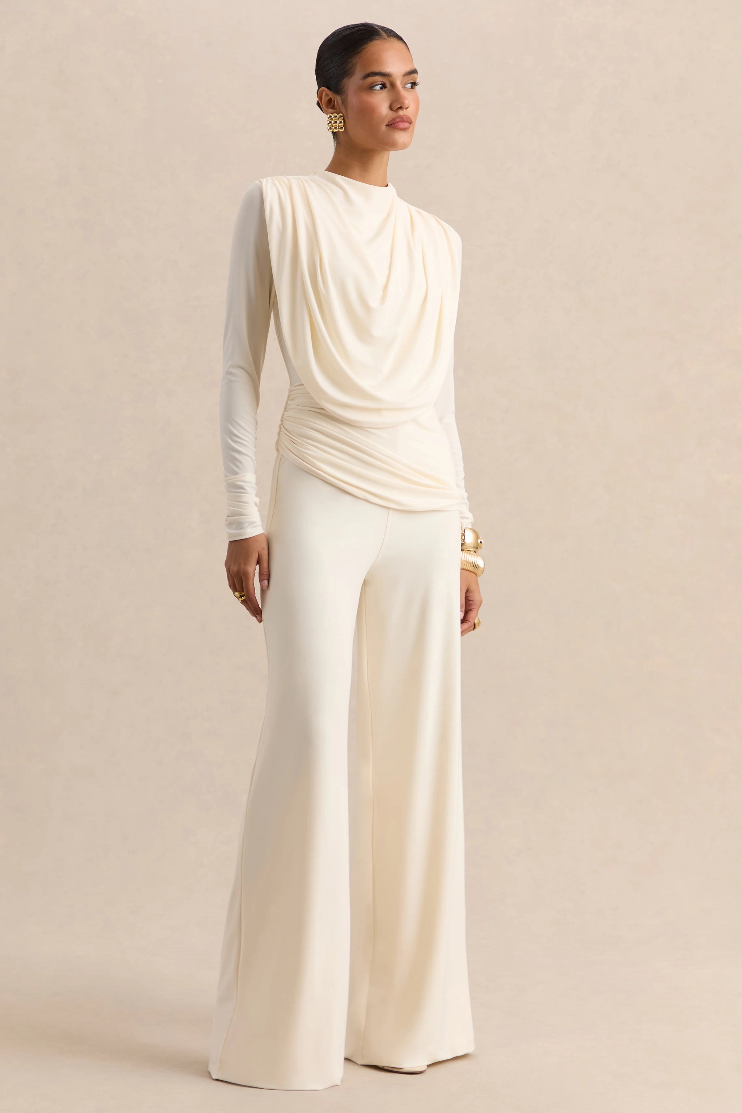 Safirra White Wide Leg Trouser