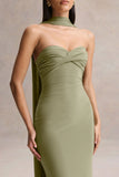 Sheila Olive Bandeau Maxi Dress With Scarf Detail