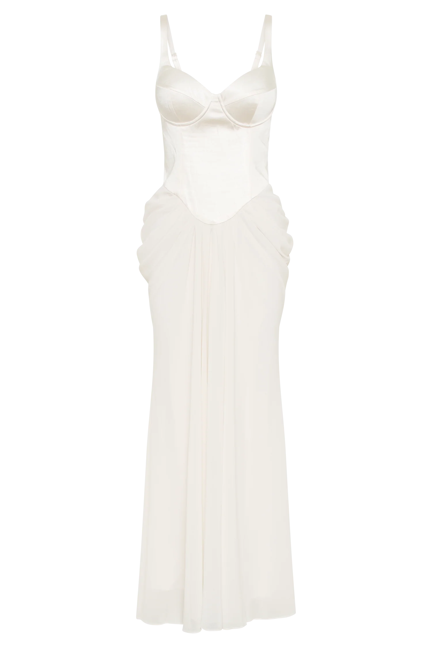 Leila Satin Corset Maxi Dress Ivory