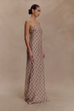 Silvana Chiffon Maxi Dress Snake Check Print Mocha