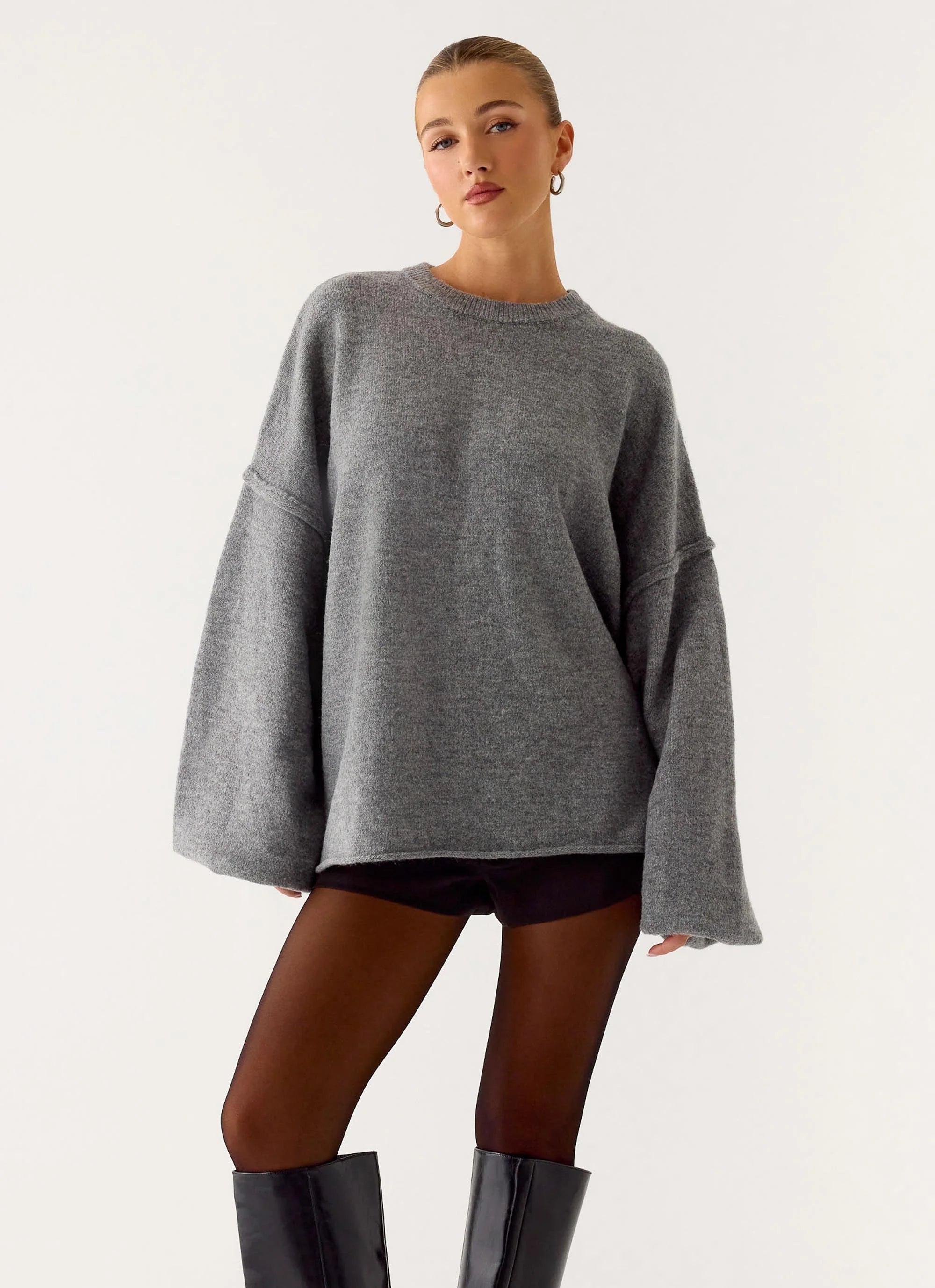 Jack Oversized Knit Sweater Grey