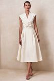 Kylen White V Neck Midi Dress