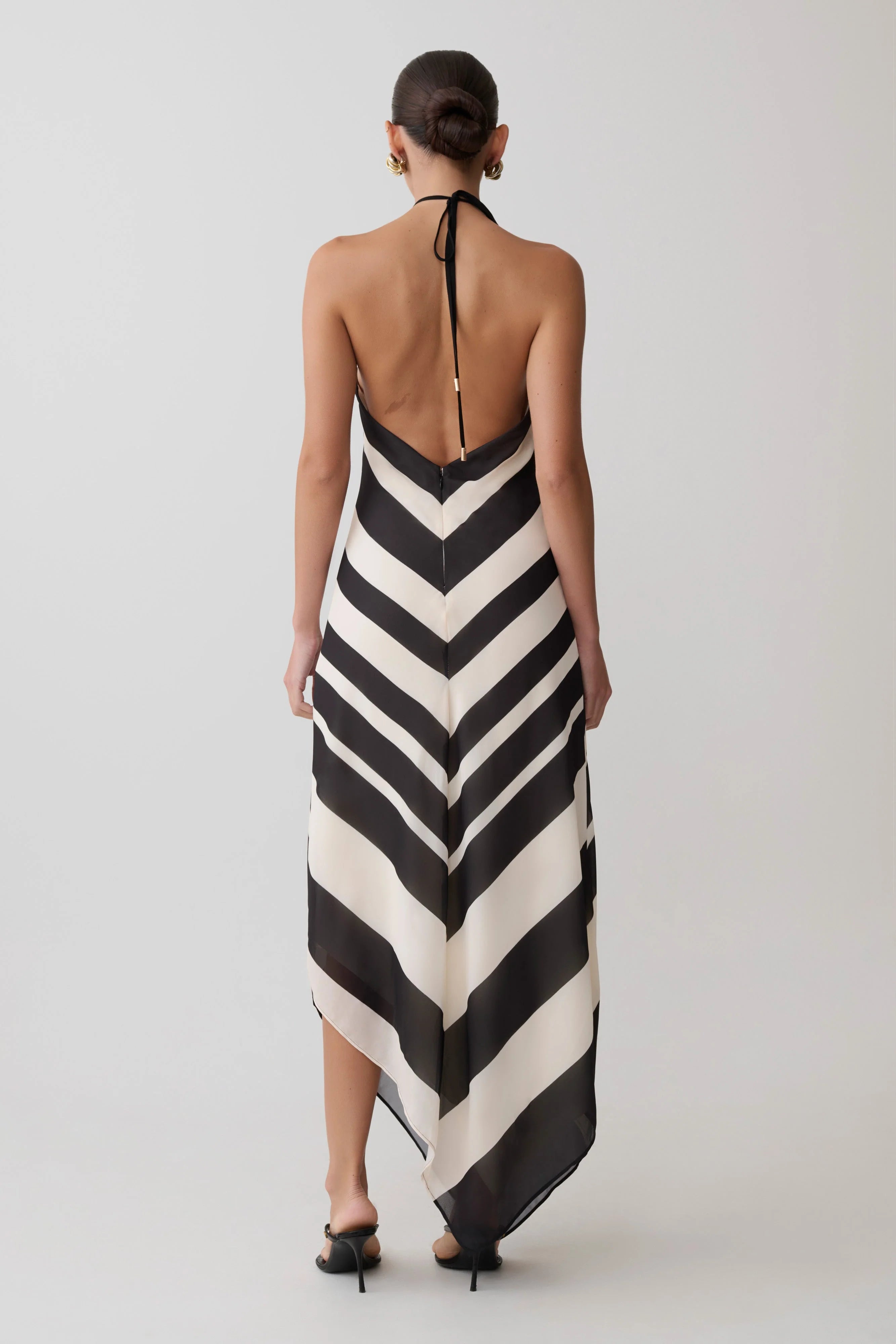 Hope Satin Halter Midi Dress Black White
