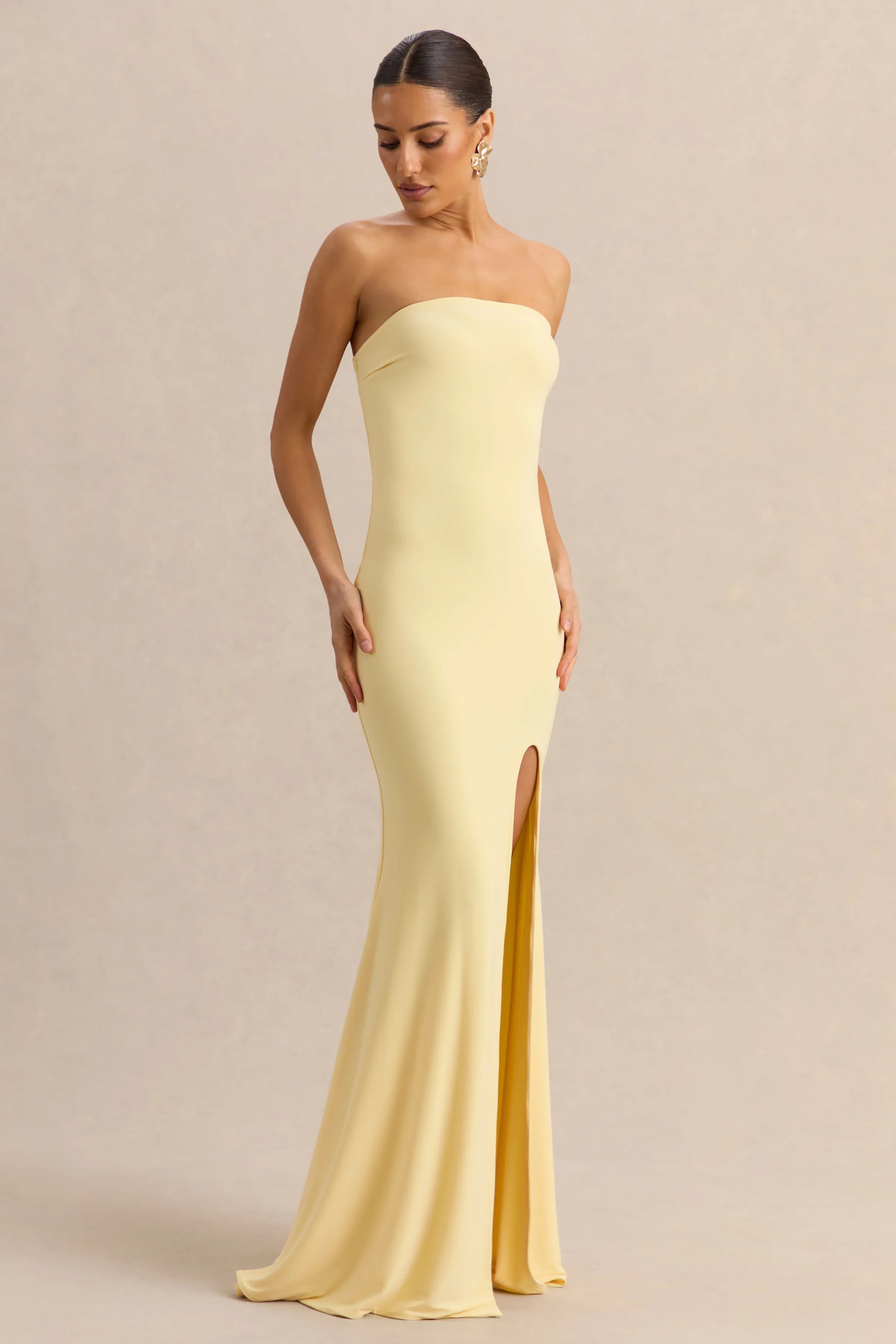 Melva Lemon Bandeau Maxi Dress