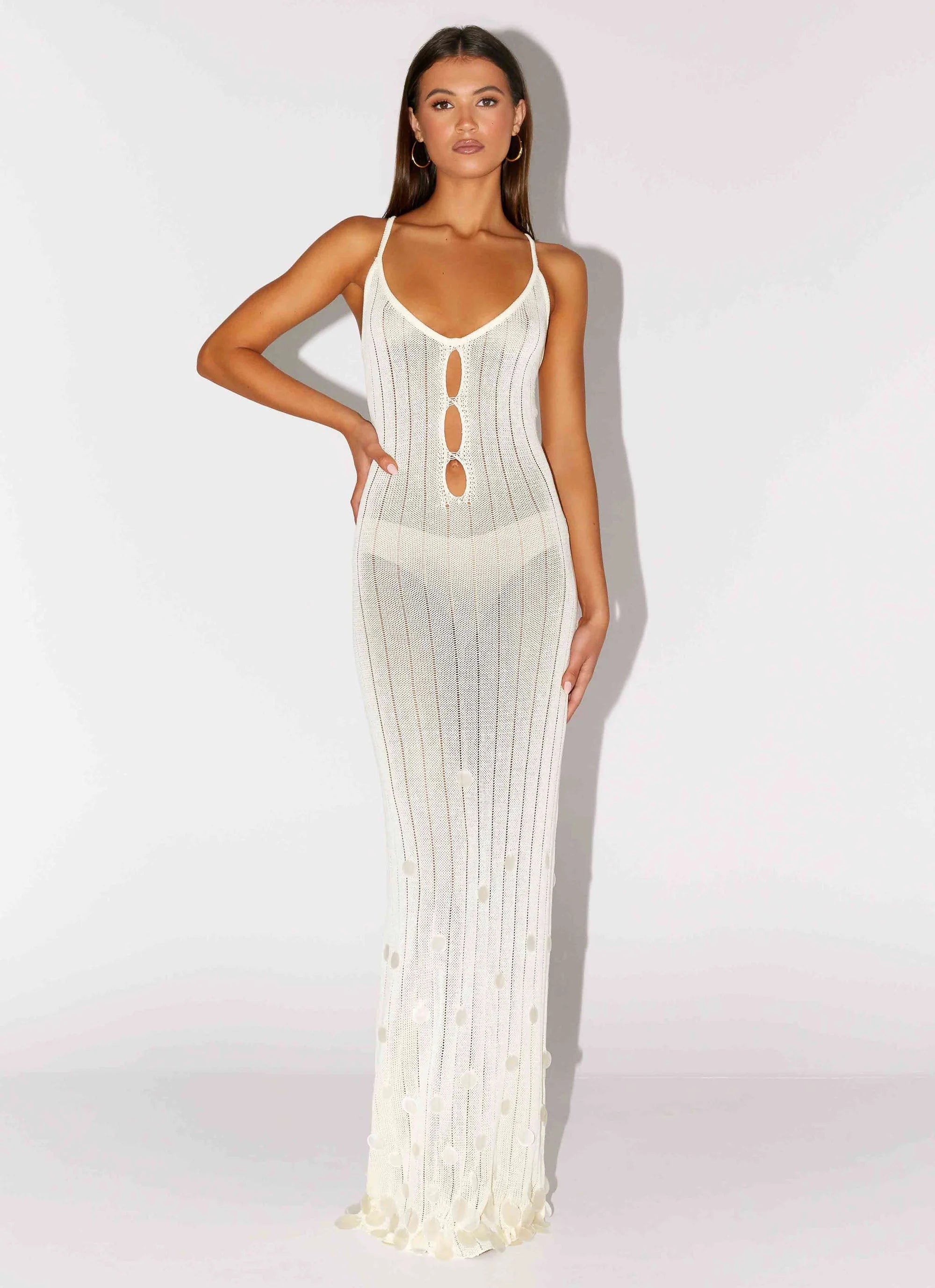 Siren Song Crochet Maxi Dress Ivory