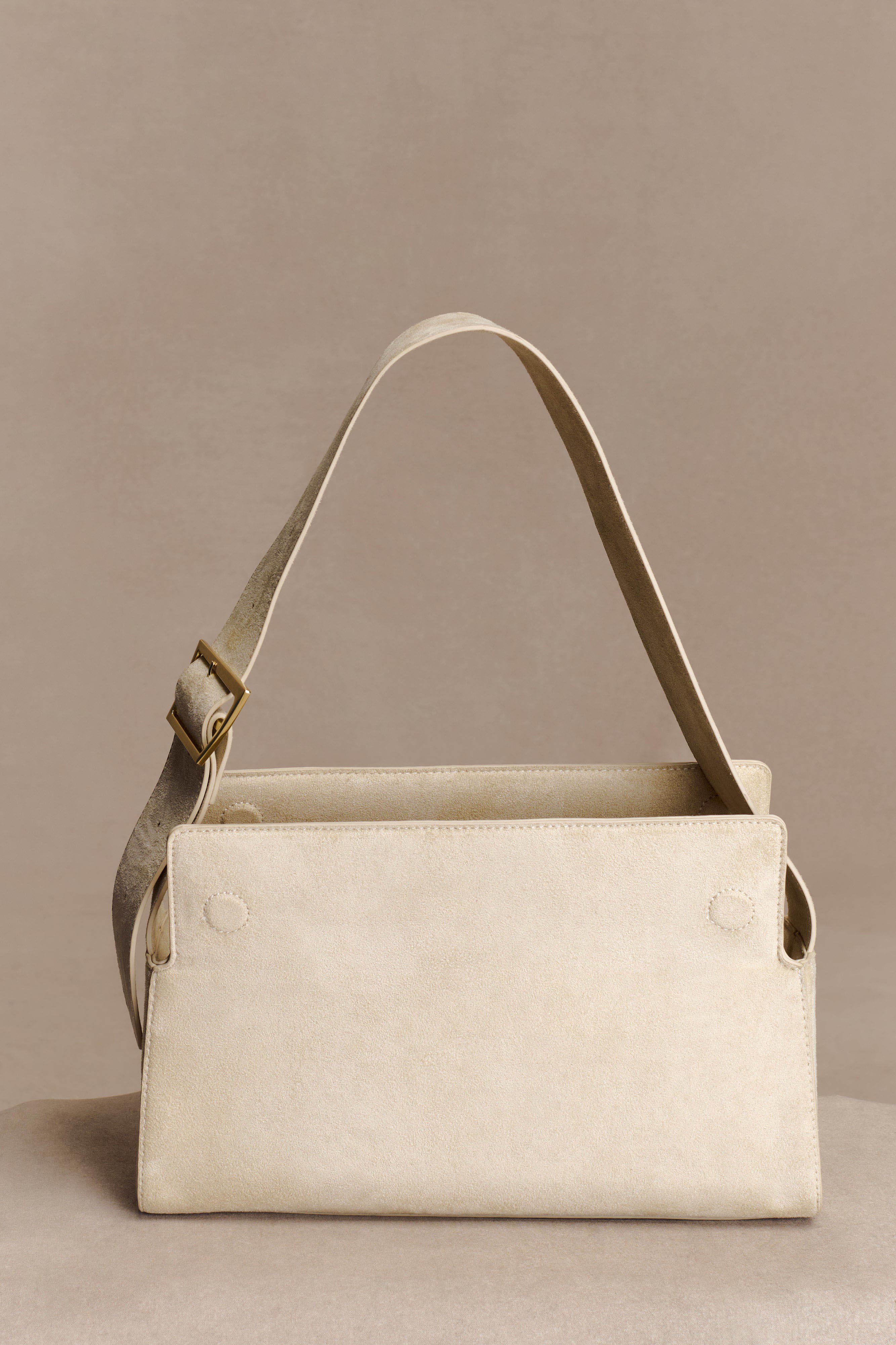 Maria Faux Suede Shoulder Bag Stone