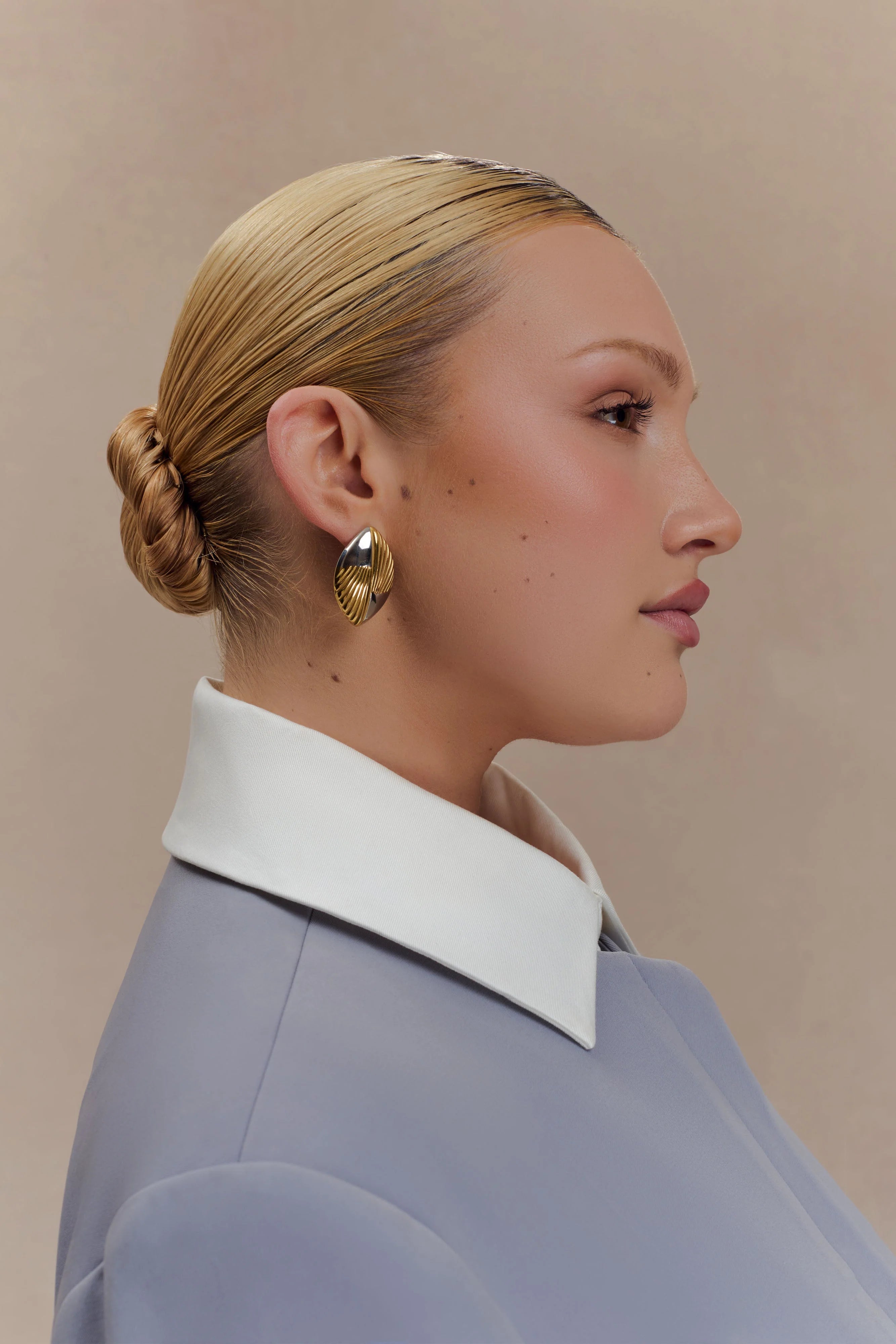 Felicity Mixed Metal Oval Earrings Gold