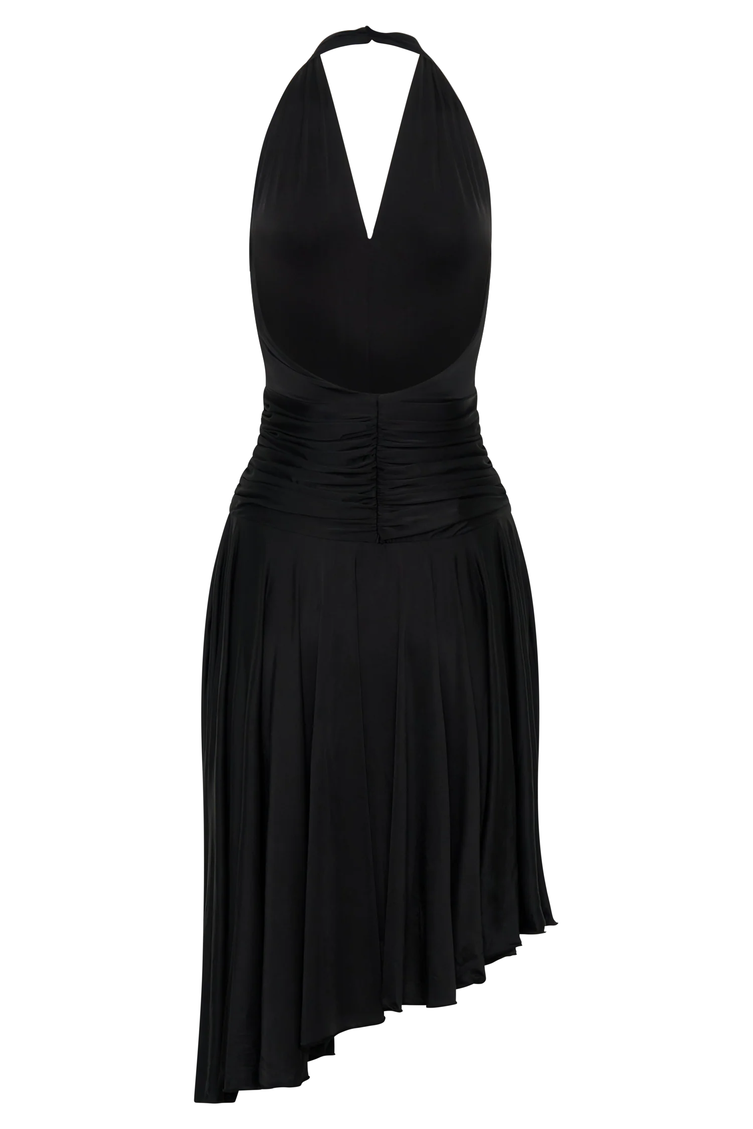 Zelda Asymmetric Slinky Midi Dress Black
