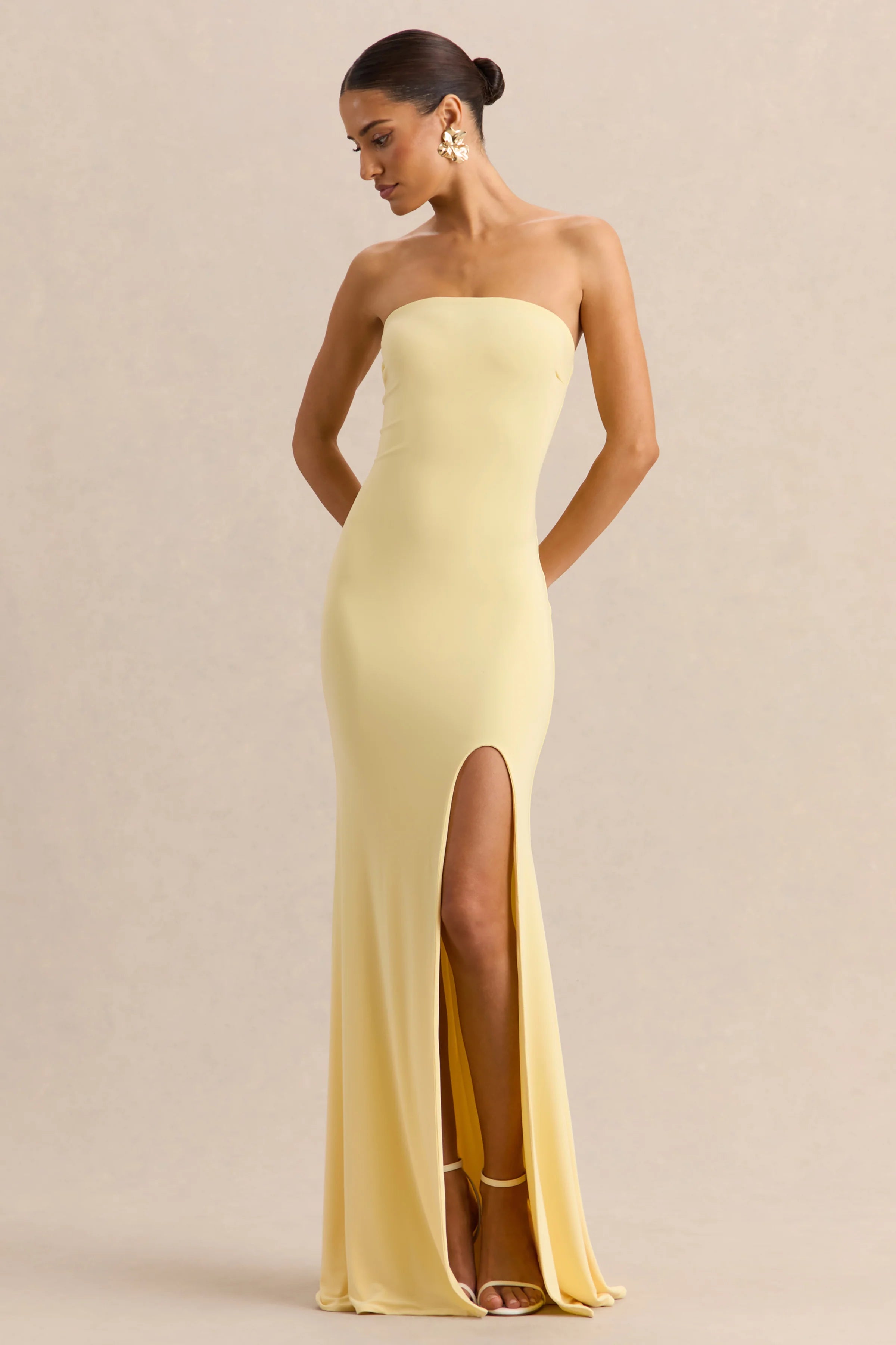 Melva Lemon Bandeau Maxi Dress