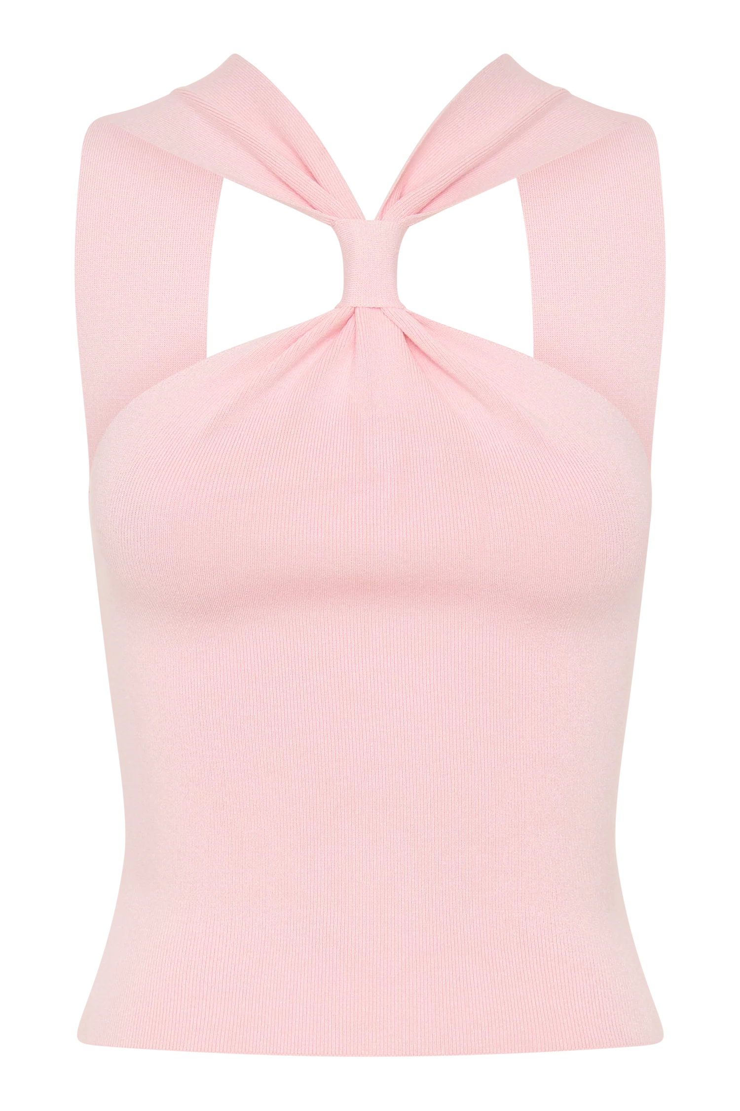 Angelika Twist Front Knit Top Baby Pink