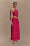 Kensley Broderie Halter Top Dragonfruit