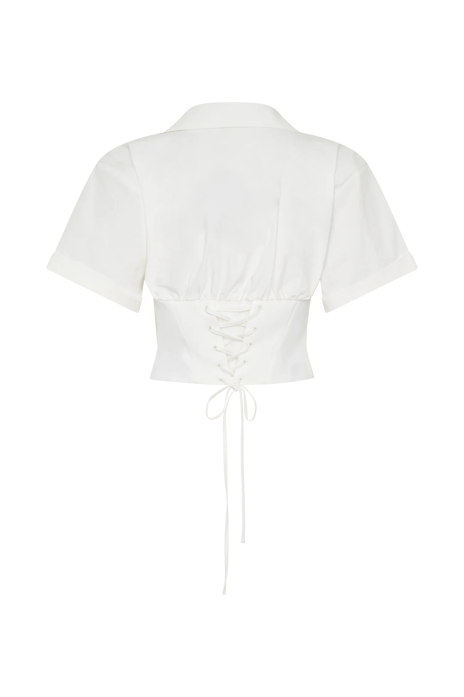 Noelia Tie Back Short Sleeve Shirt White