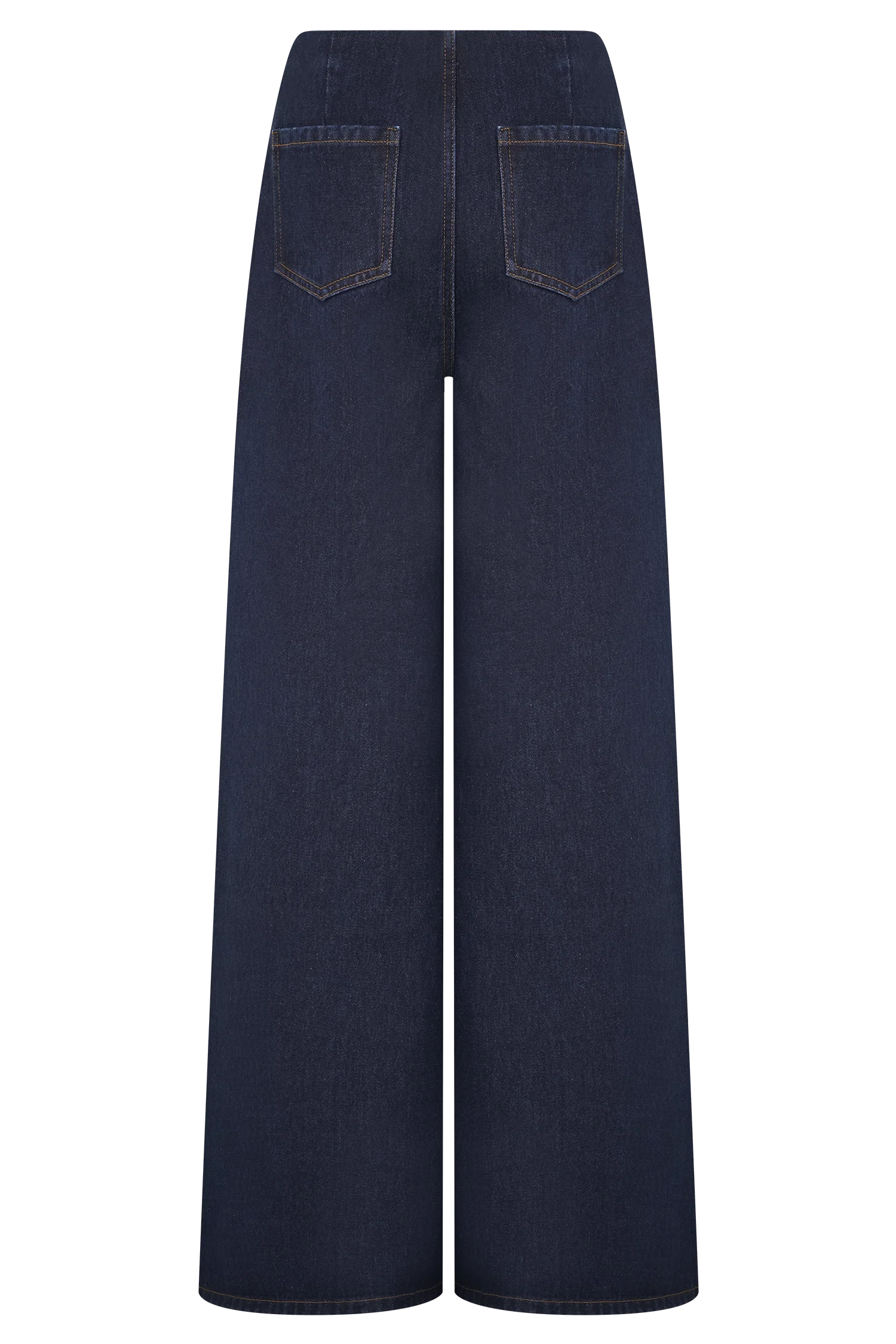 Miranda Faux Suede Belted Denim Wide Leg Jeans Indigo Blue