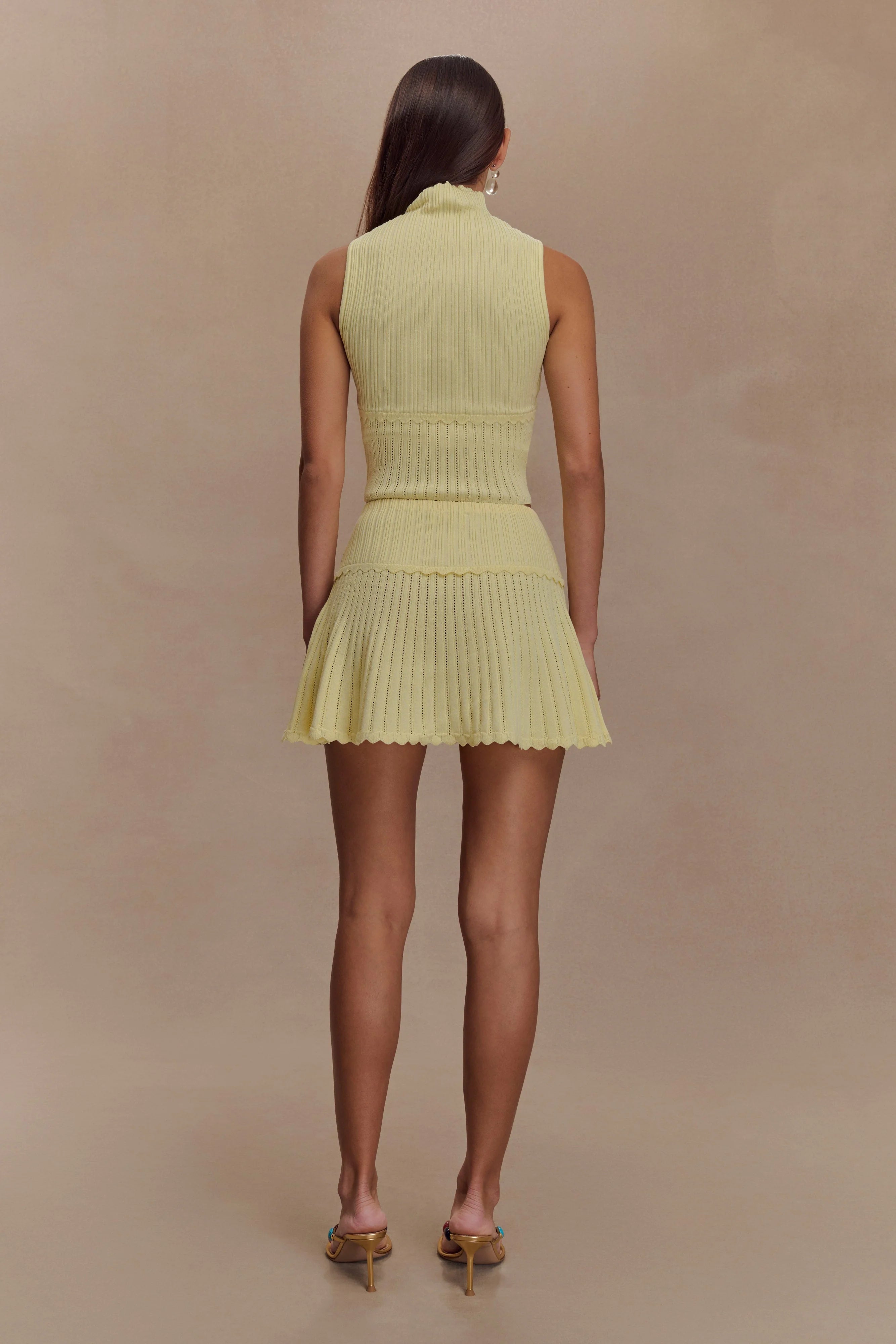 Indy Pointelle Knit Mini Skirt Lemon