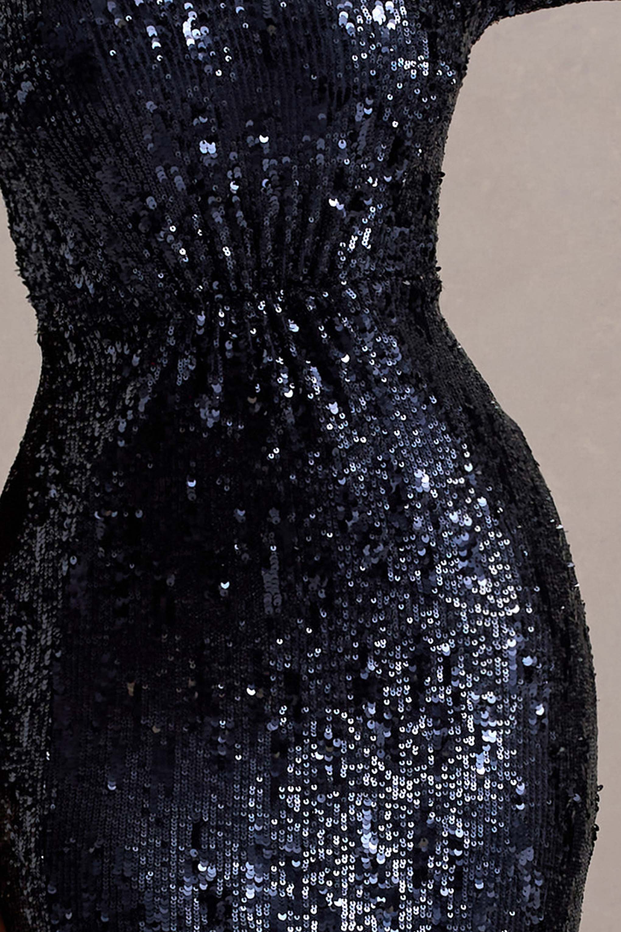 Ensley Navy Sequin Sweetheart Long Sleeve Maxi Dress